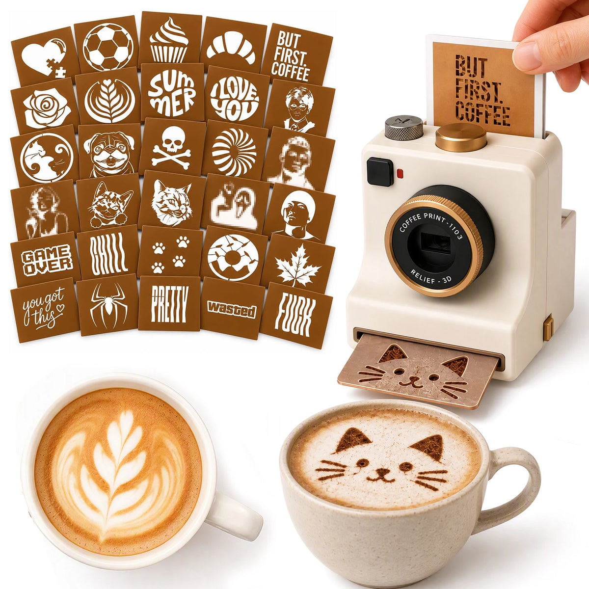 30 Piece Coffee Art Stencil Set