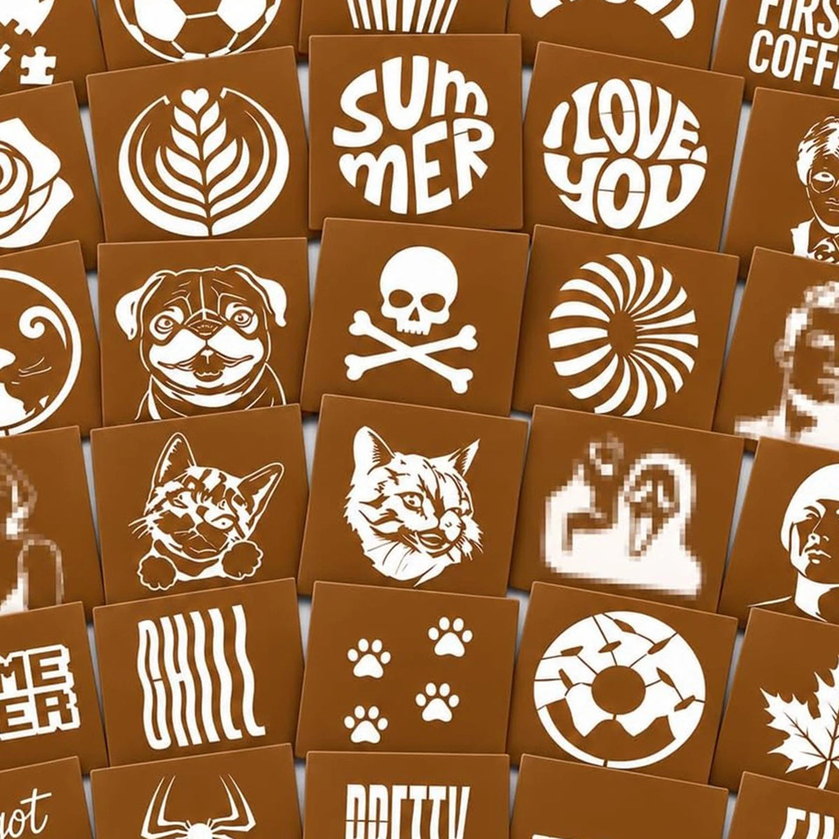 30 Piece Coffee Art Stencil Set