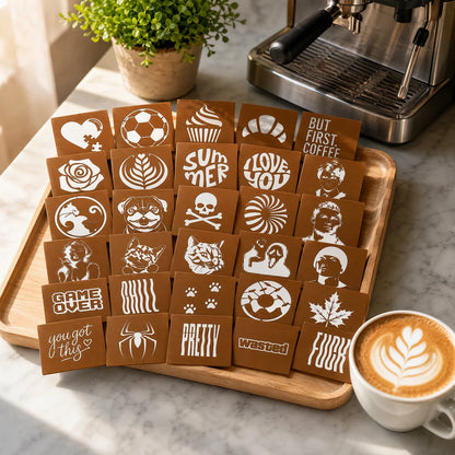 30 Piece Coffee Art Stencil Set