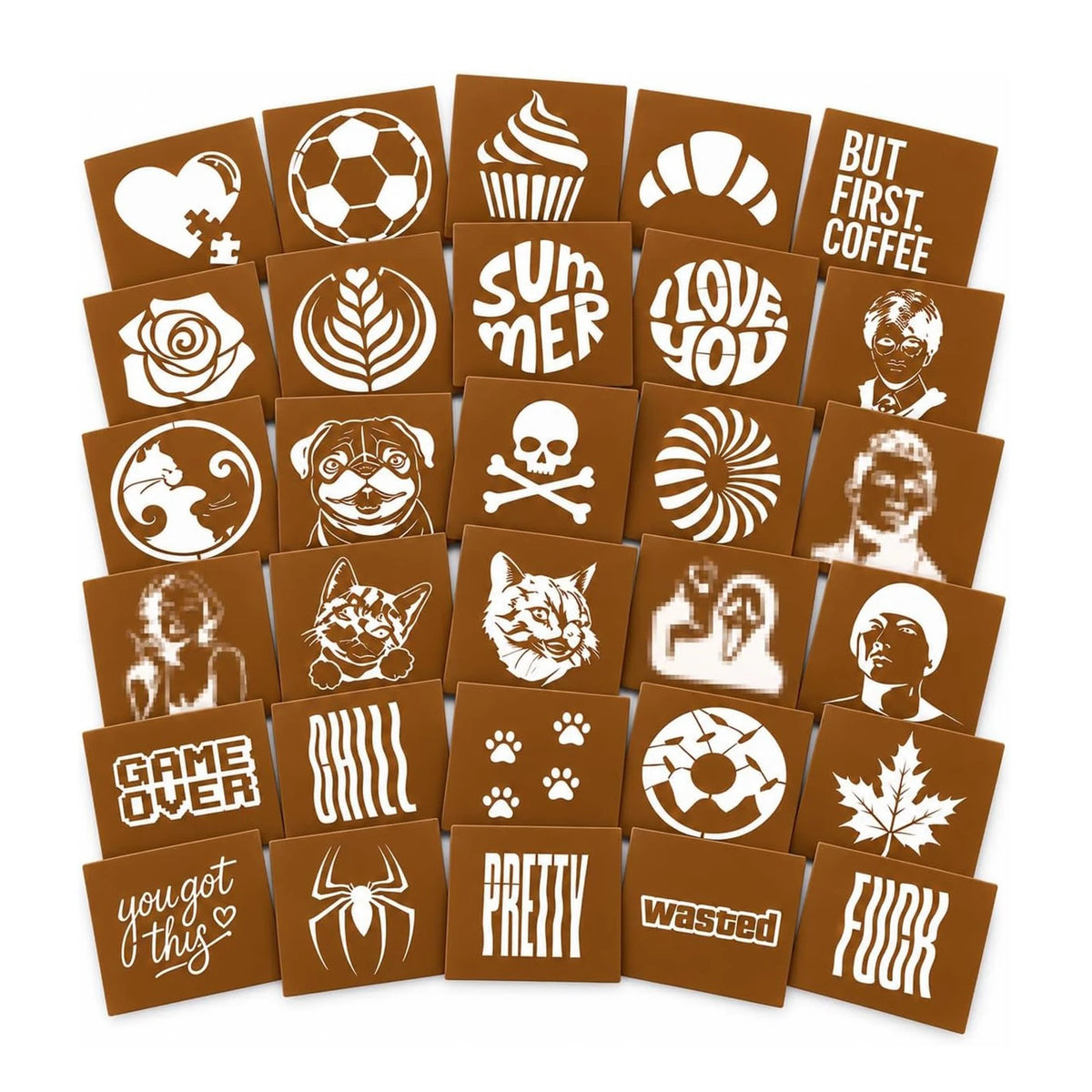 30 Piece Coffee Art Stencil Set