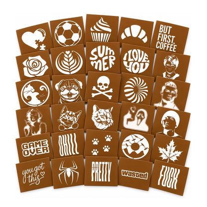 30 Piece Coffee Art Stencil Set